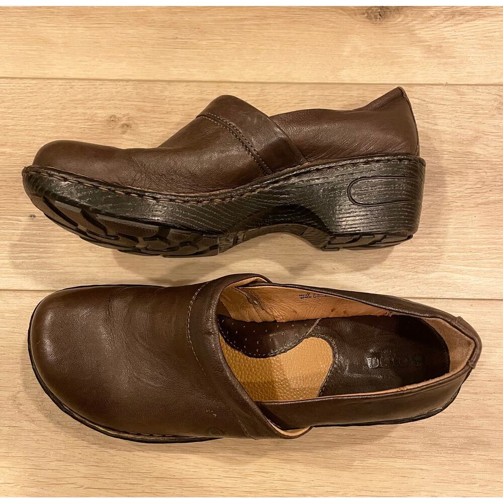 Born Brown Leather Clogs Womens M/W 40/8.5 - Picture 4 of 9
